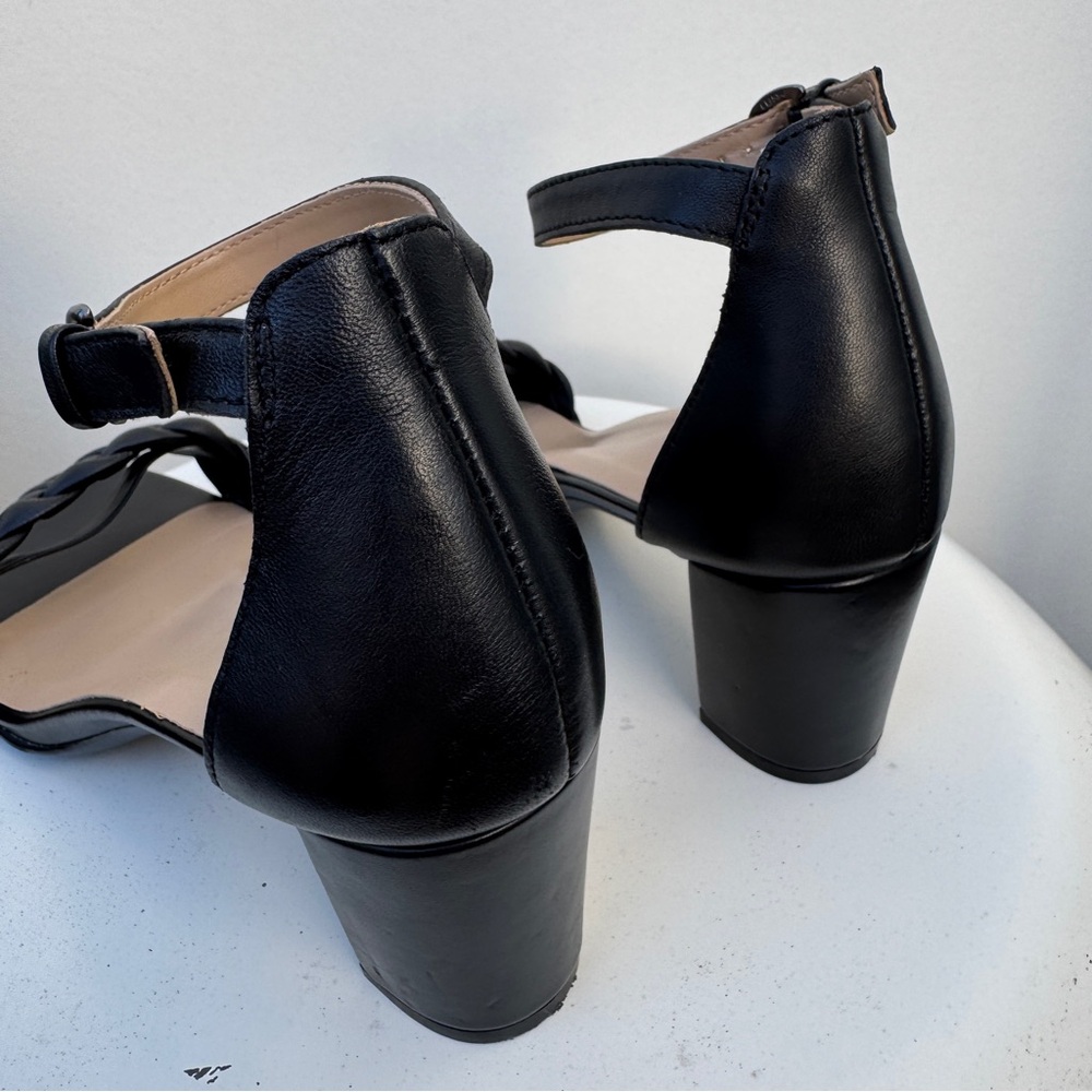 Naturalizer Black Leather Ankle Strap Heeled Sandals Size 9 - Picture 8 of 9